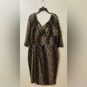 Vixen by Micheline Pitt Retro Leopard Print Corset Dress  Size 2X